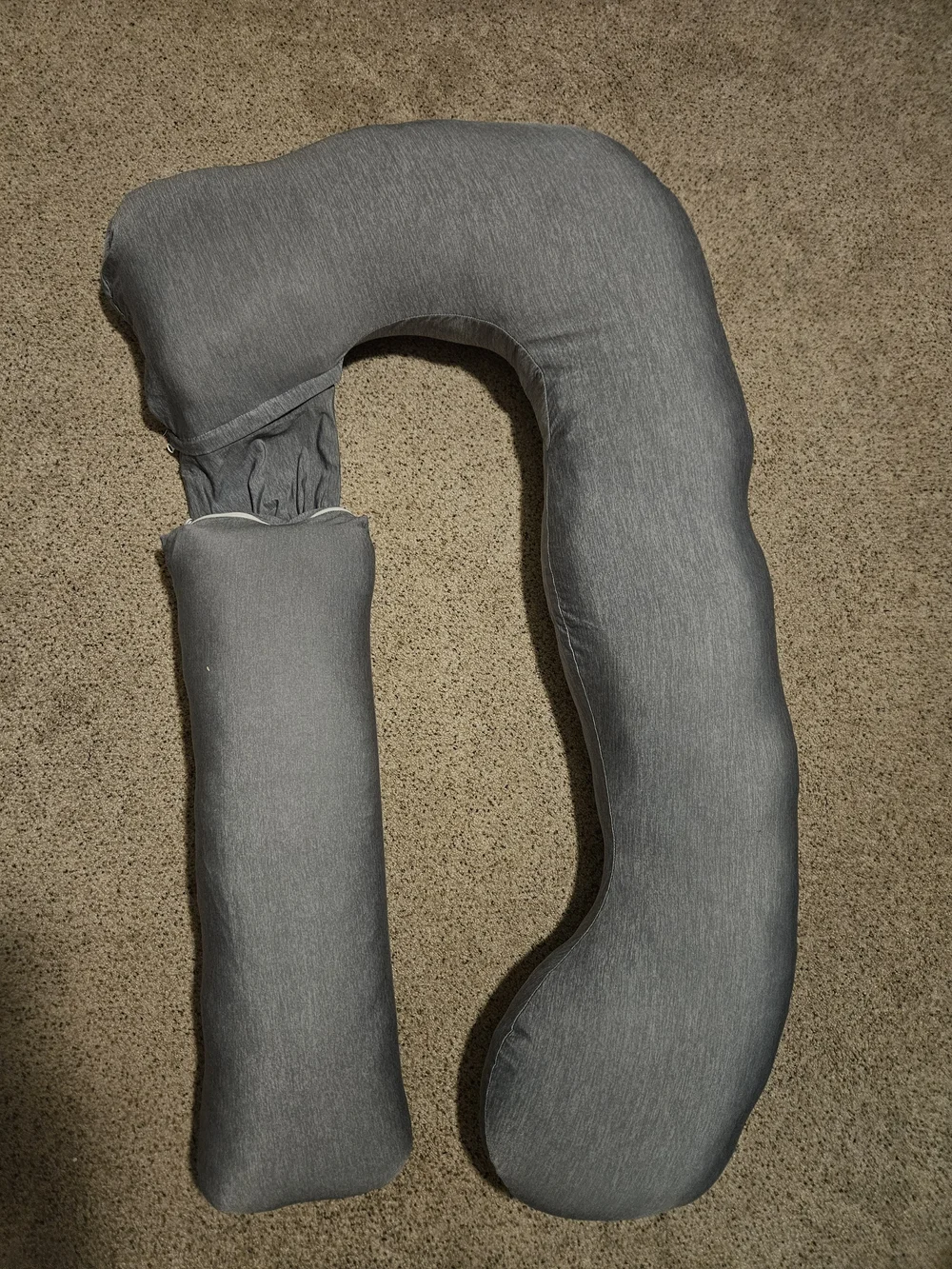 Gray Full-Body Pregnancy Support Pillow